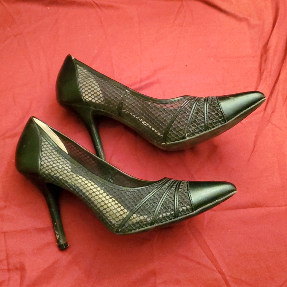 Xappeal Black Heels with Mesh Detailing Size 9